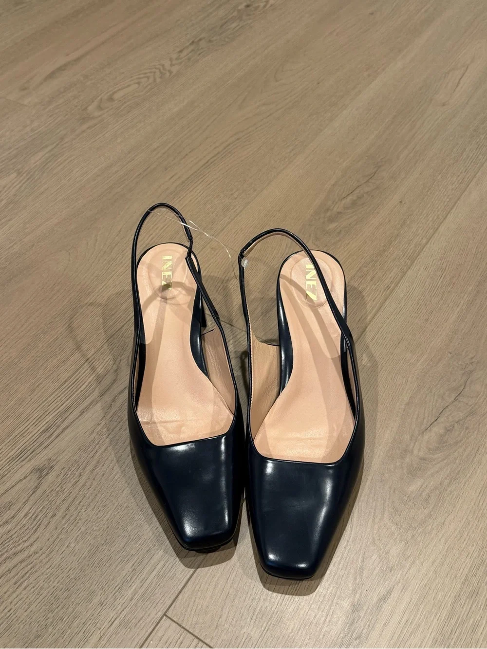INEZ Coco in Midnight Abrasivato Size 9 Leather Slingback Heel Navy Blue Chic